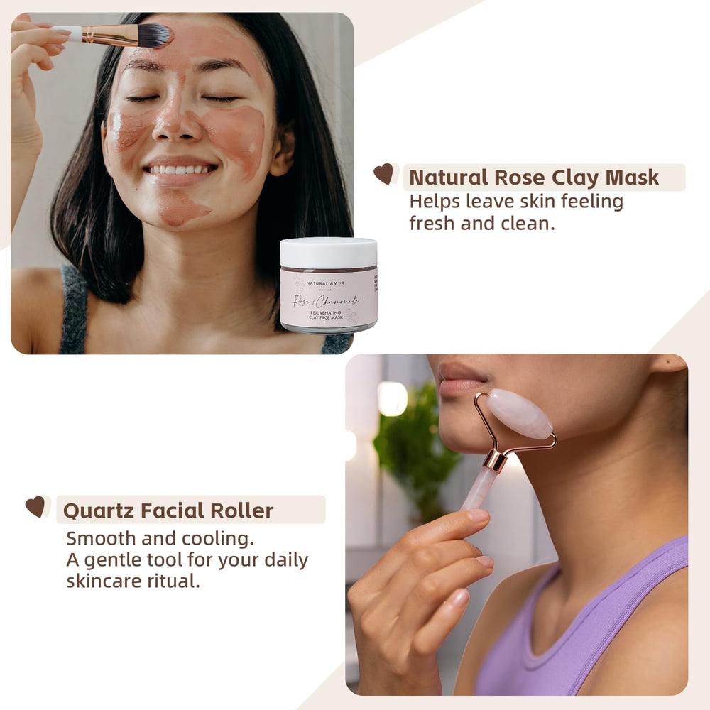 Natural Amor Rose Clay Face Mask with mineral-rich rose clay.