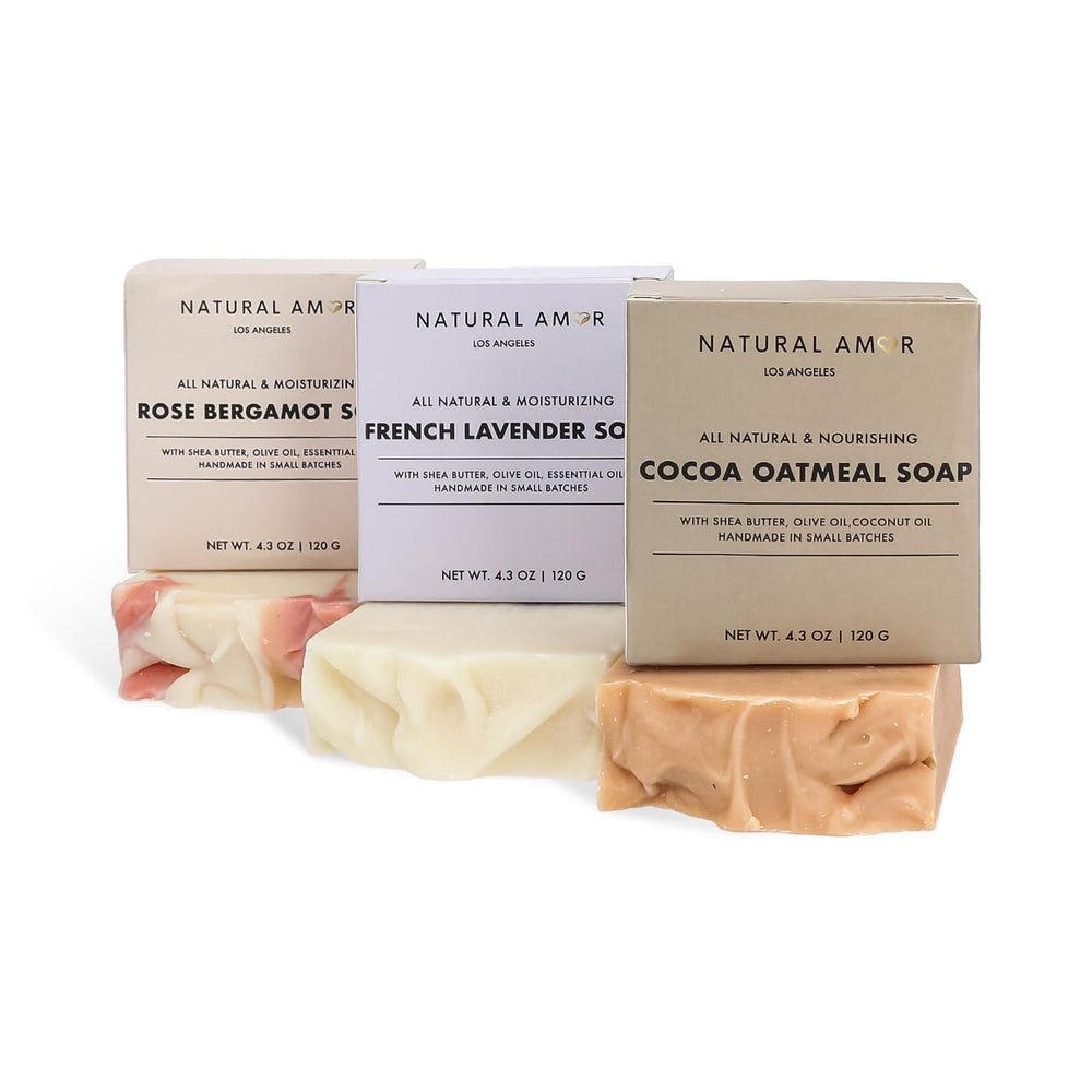 Natural Amor Los Angeles Shea Butter soap bar delivers creamy moisturizing lather.