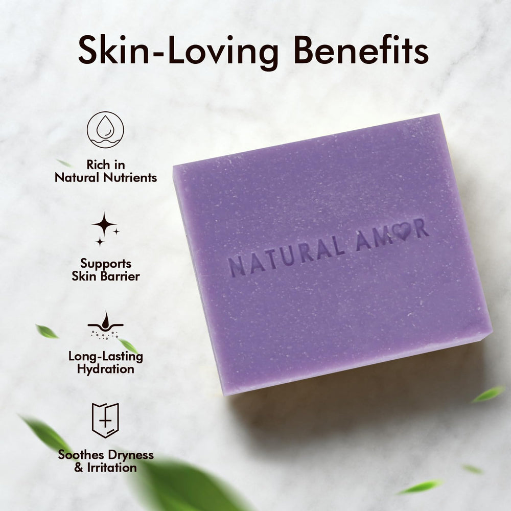 Natural Amor Shea butter and coconut oil ingredients close-up, highlighting natural moisturizing components