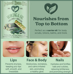 Natural Born Oils Moringa Oil easily absorbs into the skin.