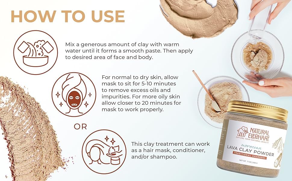 Natural Elephant Ghassoul mineral-rich clay for spa-like routines