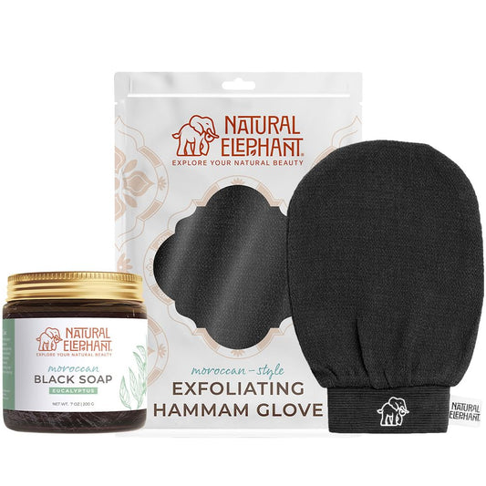 Natural Elephant Moroccan Black Soap 200g bottle for deep cleansing