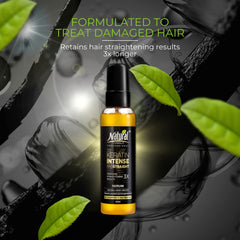 Natural FORMULA Keratin Intense Serum on straightened hair delivers lasting shine.