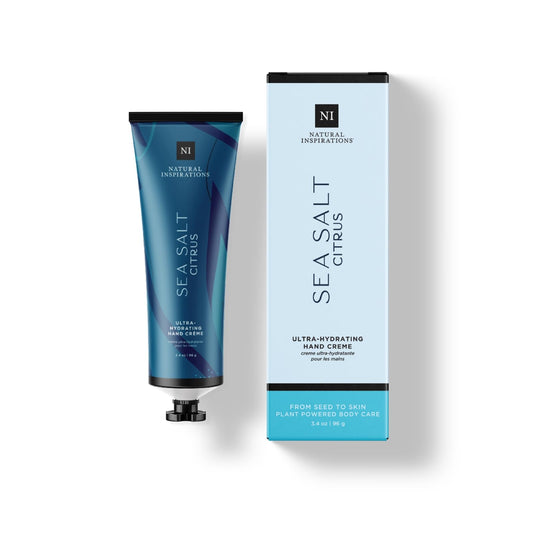 Natural Inspirations Sea Salt Citrus Hand Creme jar showcases rich hydration.
