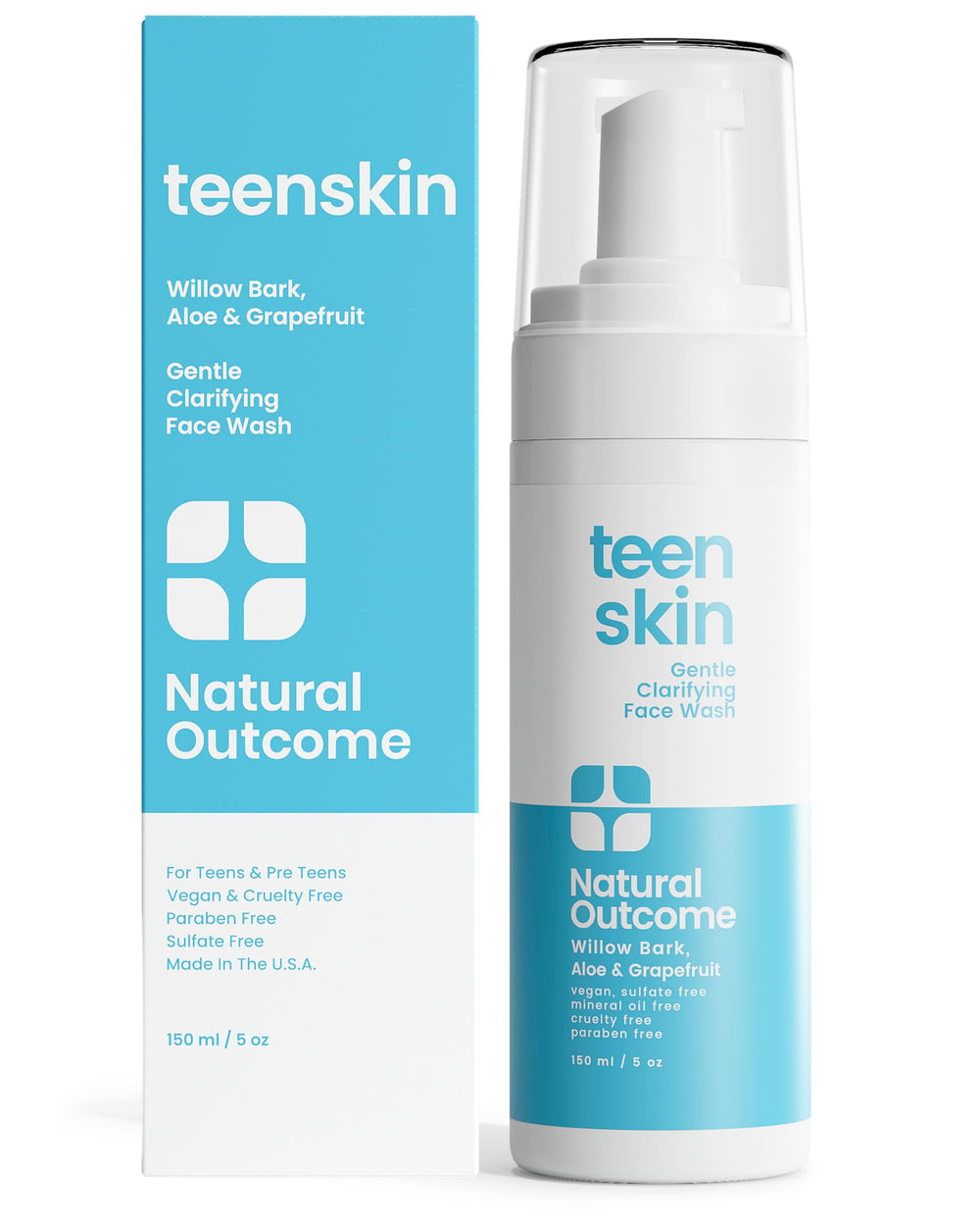 Natural Outcome Teen Skin Face Wash bottle front for gentle daily cleansing.