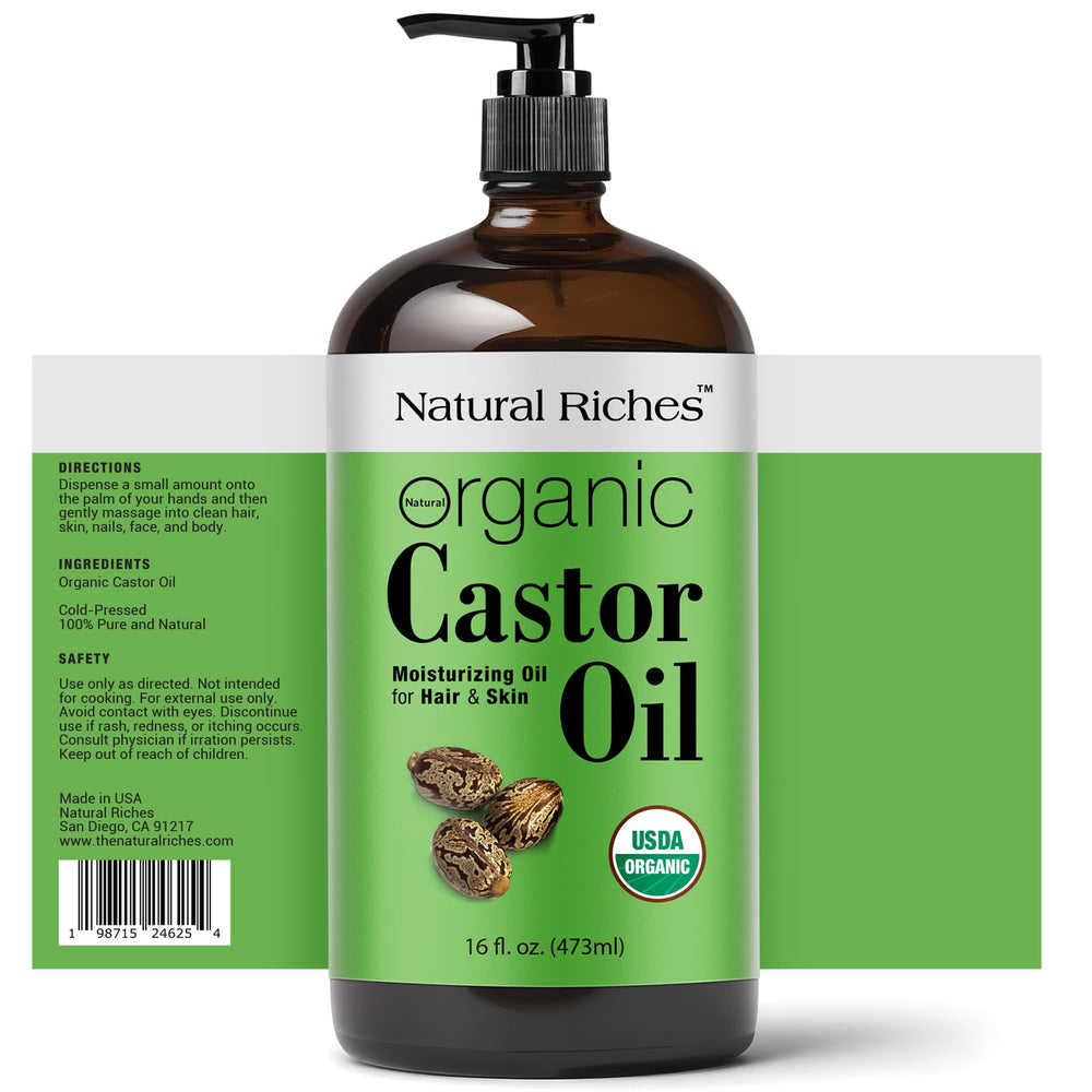 Natural Riches Castor Oil amber glass packaging ideal for gifting and self-care