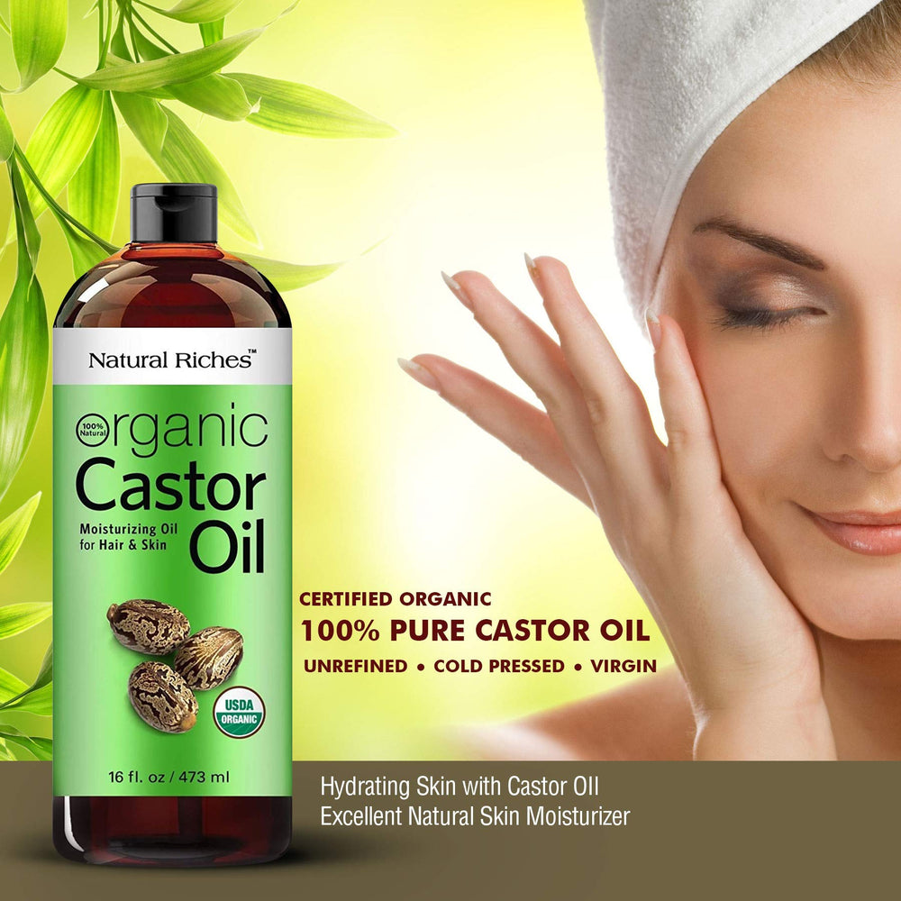 Hair care scene using Natural Riches castor oil for conditioning
