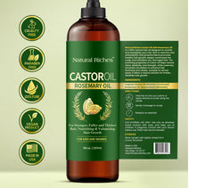 Natural Riches Castor Oil Rosemary Made in USA label