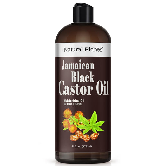 Natural Riches Jamaican Black Castor Oil bottle for hair and skin care.