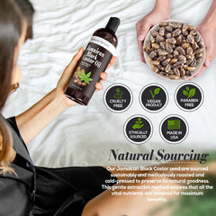 Close-up of amber Natural Riches oil, ideal for hair and skin care.