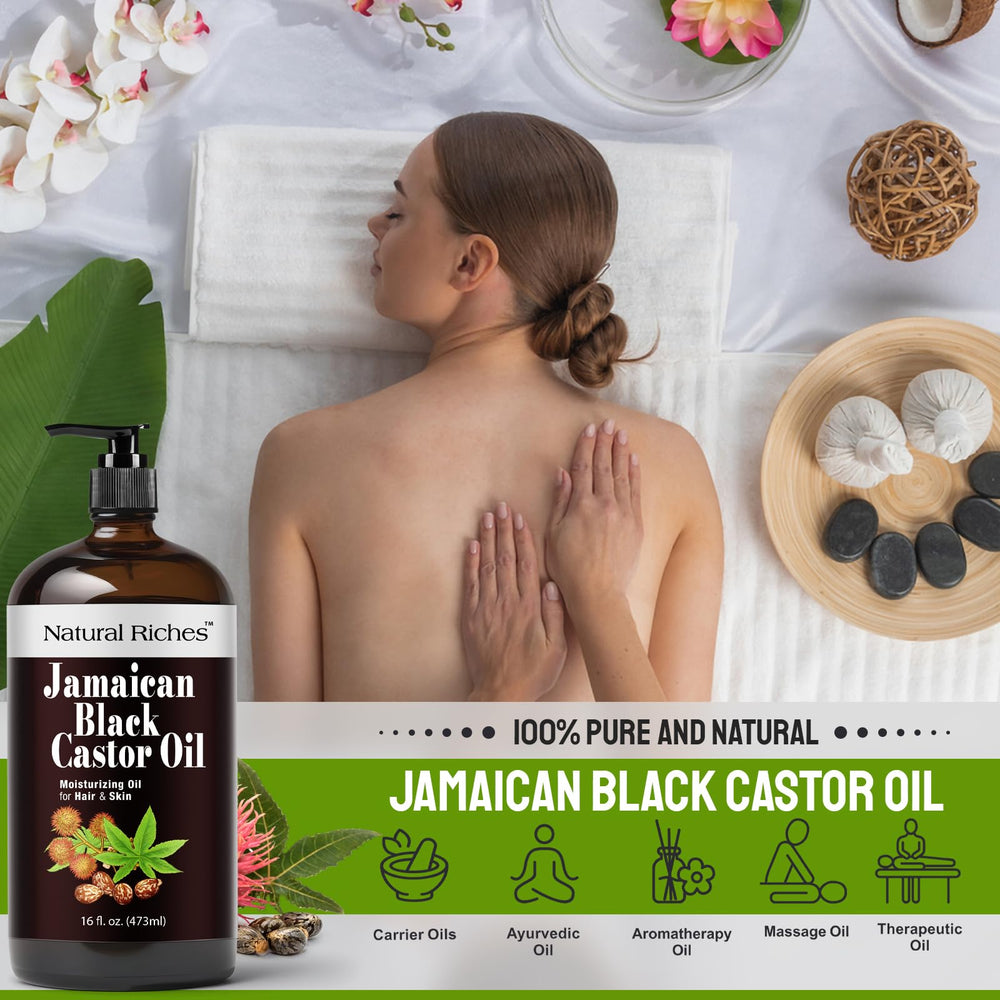 Natural Riches glass bottle packaging preserves purity and premium feel.
