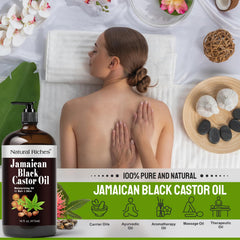 Natural Riches glass bottle packaging preserves purity and premium feel.