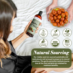 Natural Riches Jojoba Oil absorbs quickly for non-greasy hydration on skin.
