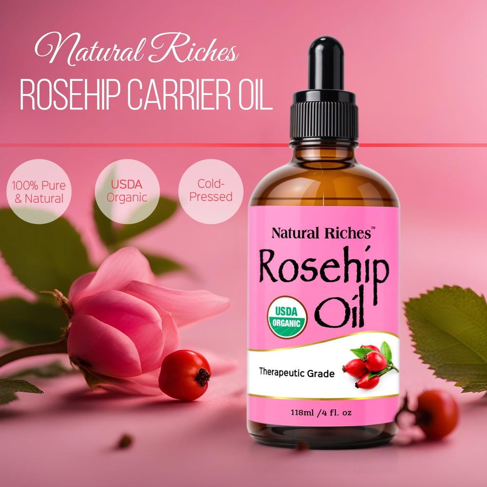 Natural Riches Rosehip Seed Oil texture closeup highlights lightweight, non-greasy feel.