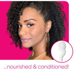 Naturaz Curl Defining Cream on damp hair for wash-and-go definition and softness.