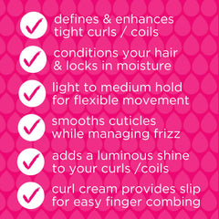 Naturaz Curl Defining Cream adds natural shine to freshly styled curls.