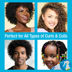 Naturaz Detangler being applied to curly hair for smoother combing.