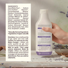 Nature by Canus Lavender Goat Milk Body Wash foam showing soothing hydration during showers.