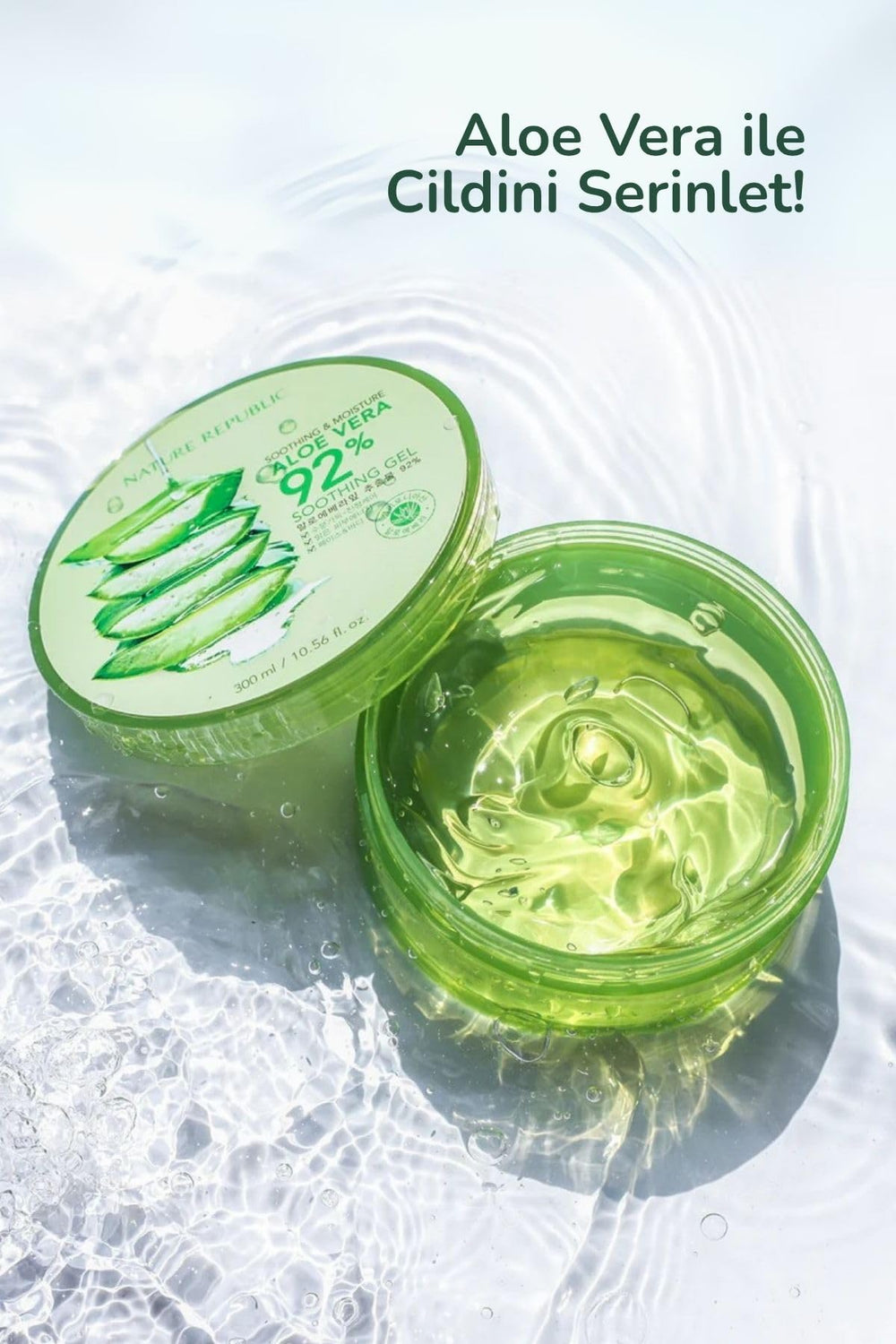 Nature Republic Aloe Gel for face and body provides quick hydration and comfort.