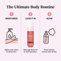 Nature Well Bouncy Plumping Body Oil in-use hands demonstrating skin elasticity support.
