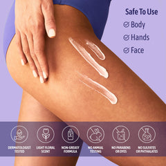 NATURE WELL application rub demonstrates velvety feel for face and neck.