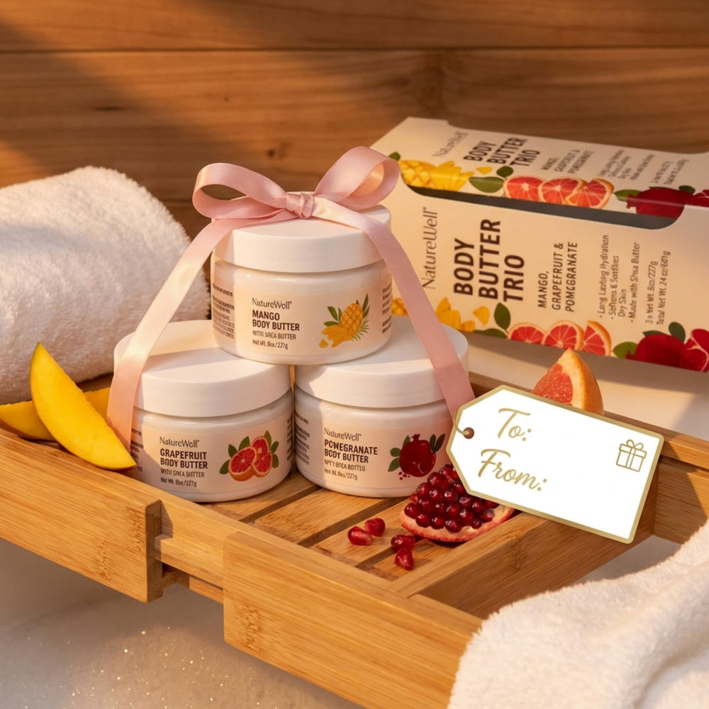 Elegant Nature Well packaging featuring the three 8oz jars