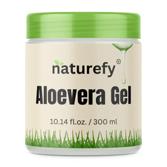 Naturefy Aloe Vera Gel bottle front for pure, daily hydration and soothing skin.