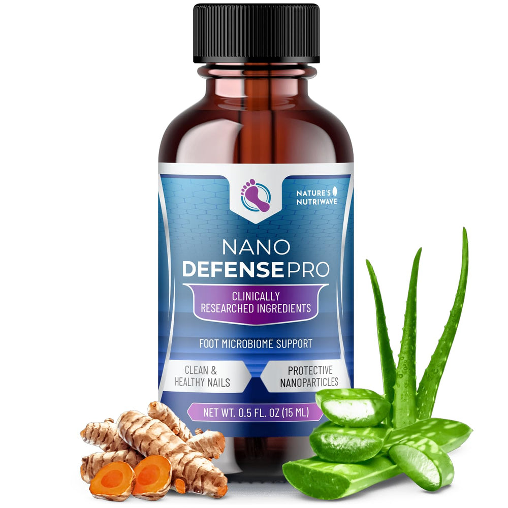 Nature’s NutriWave NanoDefense Pro bottle front for convenient toenail care.