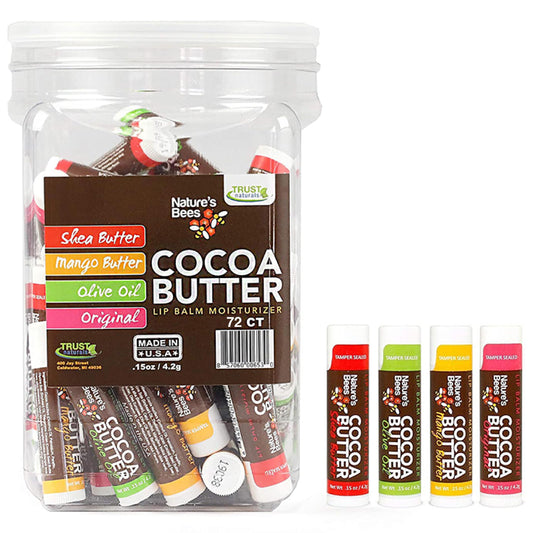 Nature’s Bees Cocoa Butter Lip Balm Tube delivers rich moisture for daily lips