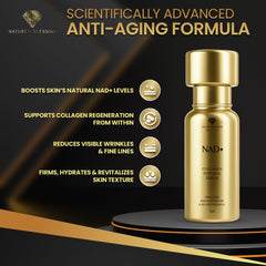 Nature's Blessing NAD+ Serum niacinamide blend supports even tone and vitality.