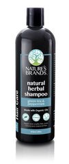 Nature's Brands Natural Shampoo bottle with green tea and peppermint for refreshing scalp care