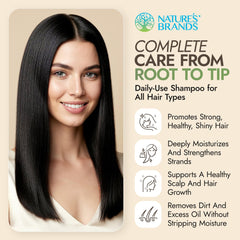 Nature's Brands Mari shampoo organic ingredients label showing no parabens or sulfates.