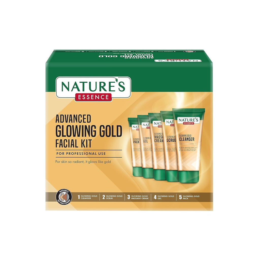 NATURES ESSENCE Glowing Gold kit pre-facial detan therapy for refreshed skin.