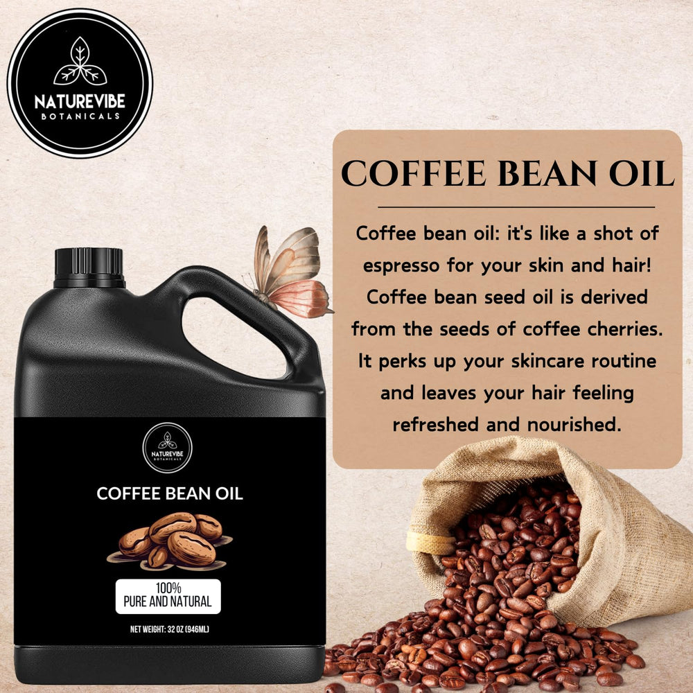 Naturevibe Botanicals Coffee Bean Oil jar closeup highlights pure, cold-pressed oil.