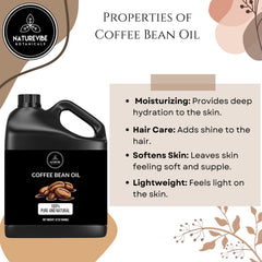 Naturevibe Botanicals Coffee Bean Oil skin care use for hydration and softness.