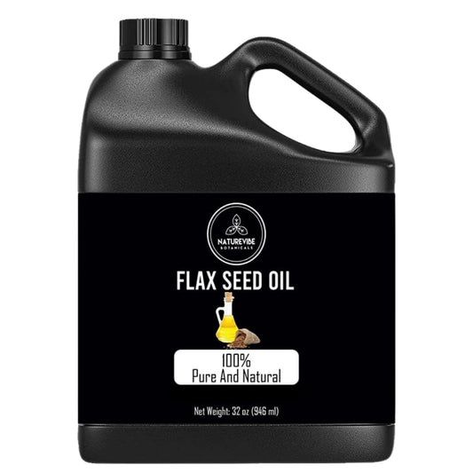 Naturevibe Botanicals Flaxseed Oil bottle—pure, cold-pressed formula for skin and hair.