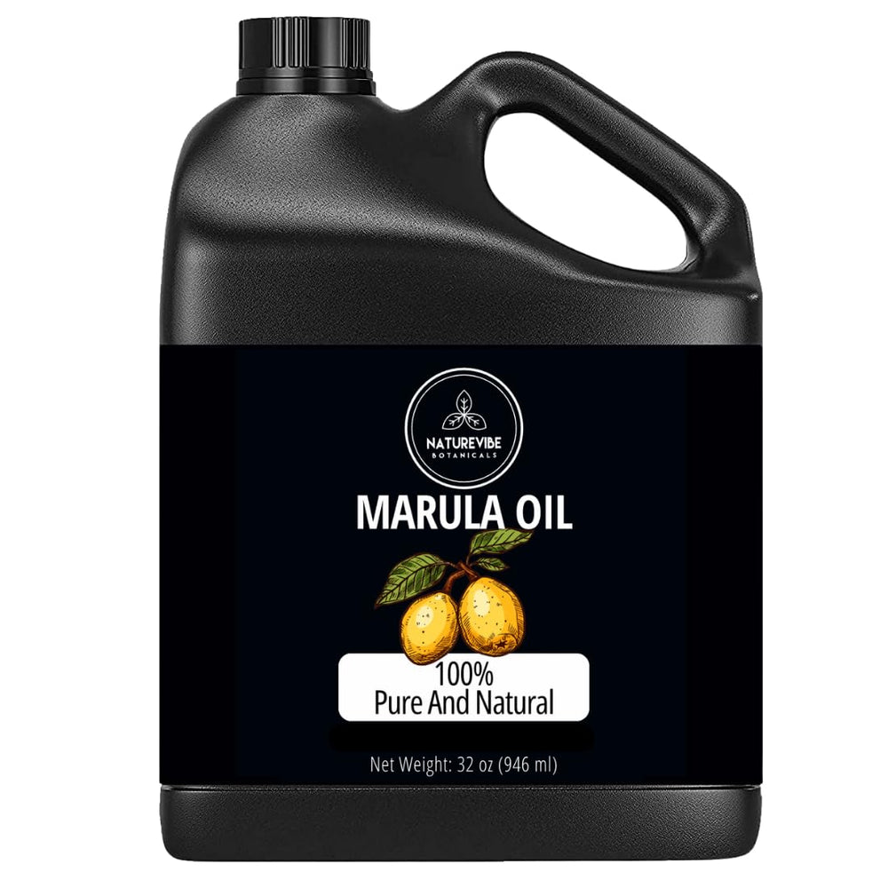 Naturevibe Botanicals Marula Oil 32 oz bottle for skin hydration.