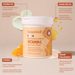 Nature Well vitamin C cream texture swatch highlighting non-greasy, quick-absorb finish.