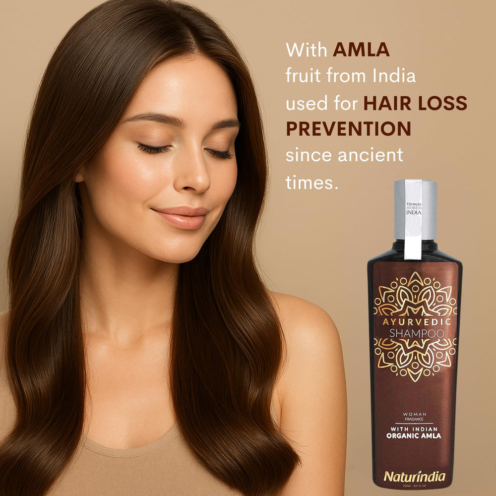 Naturindia Amla shampoo rinse shot emphasizes color-safe, sulfate-free formula.