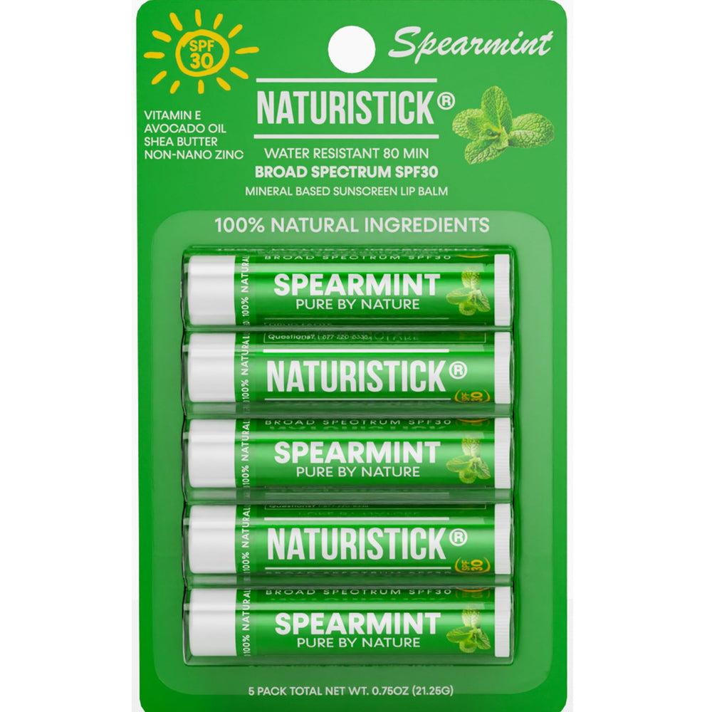 Naturistick SPF 30 lip balm tube with spearmint for refreshing sun protection
