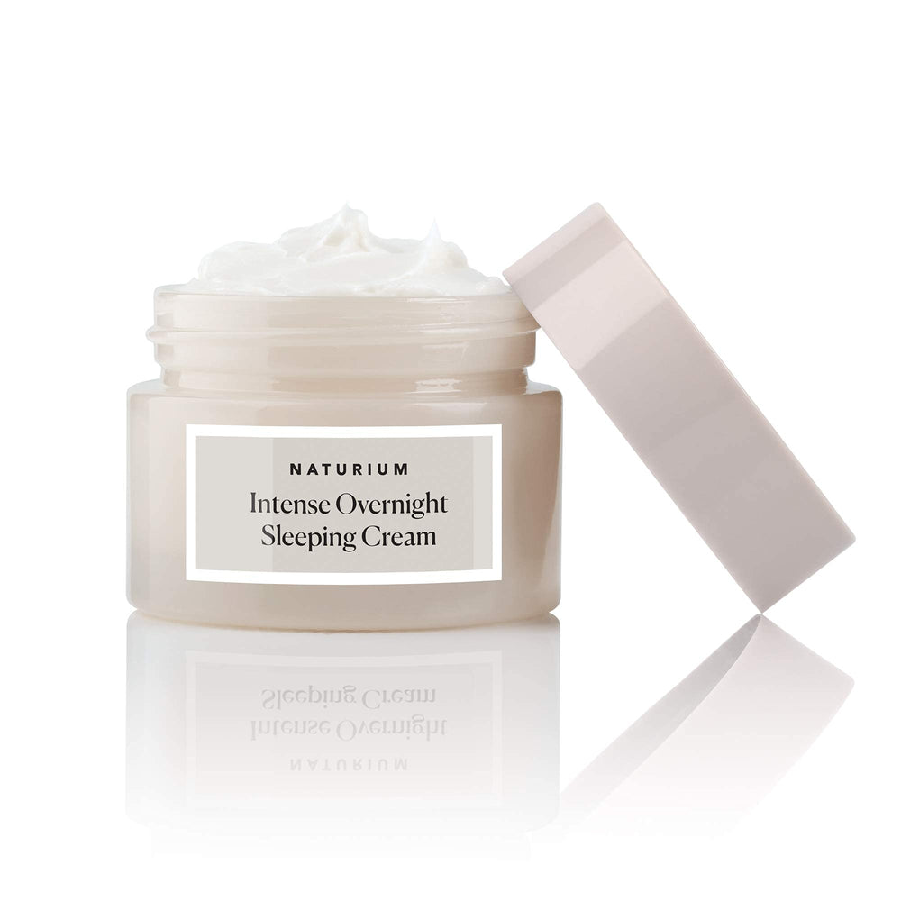 Naturium Intense Overnight Sleeping Cream being applied as part of night routine