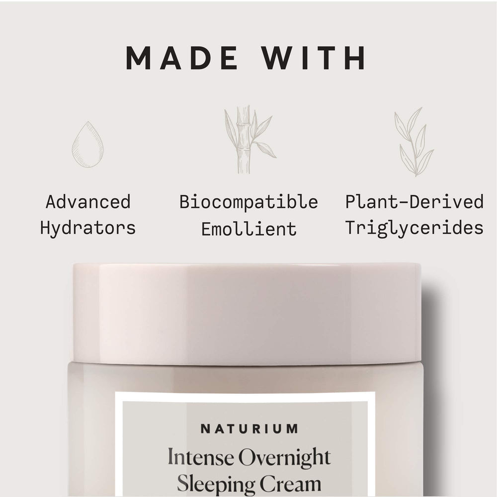 Naturium sleeping cream bottle labeled pH balanced and USA made