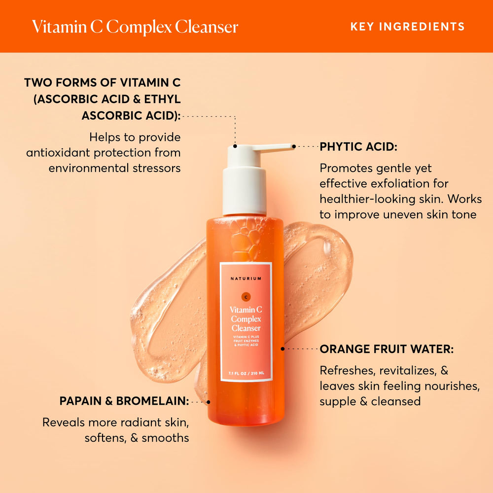 Naturium Vitamin C Complex Cleanser packaging highlighting vegan and cruelty-free formula
