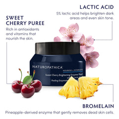 Naturopathica jar and cherry imagery highlight antioxidant-rich ingredients for nourished-looking skin