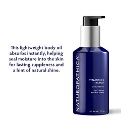 Close-up of the lightweight texture of Naturopathica oil for non-greasy hydration