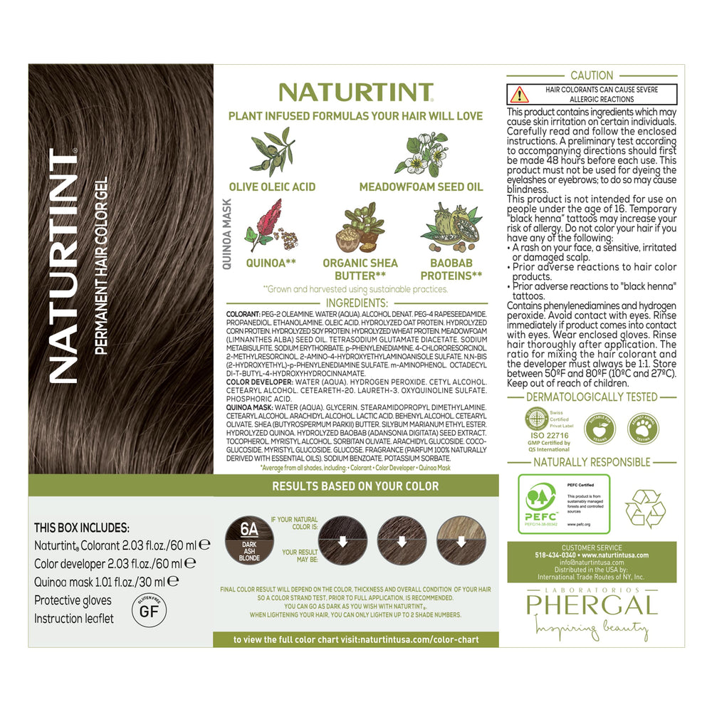 Naturtint 6A ammonia-free formula for gentler color results.