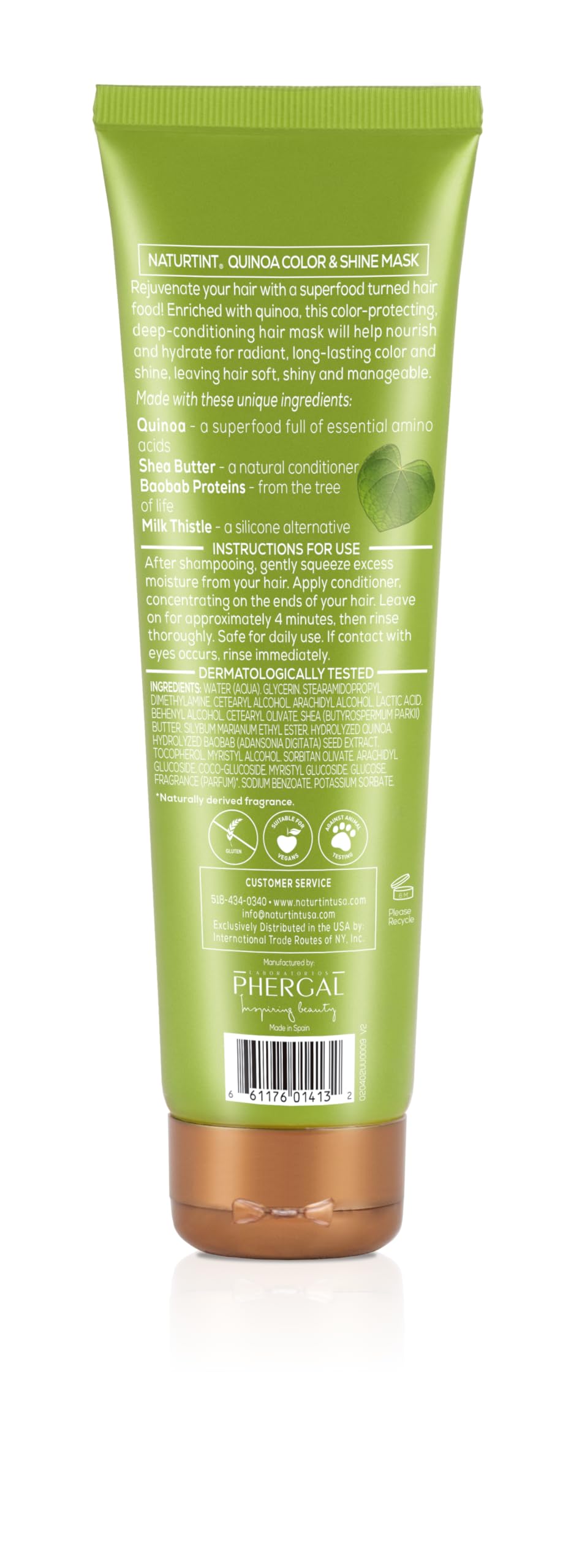 Naturtint Hair Food Quinoa Shine ingredients close-up highlighting nourishing quinoa benefits.