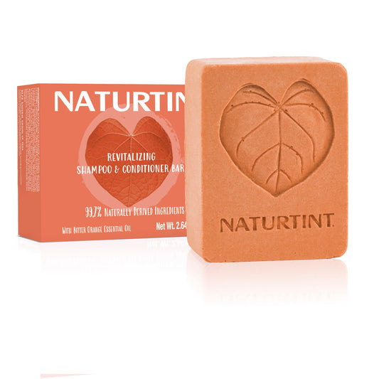 Naturtint shampoo bar orange packaging highlights natural ingredients and eco-friendly design.