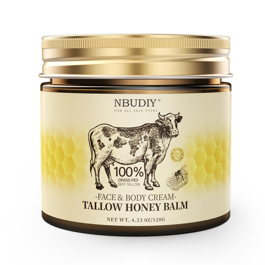 NBUDIY beef tallow face moisturizer jar for deep hydration.