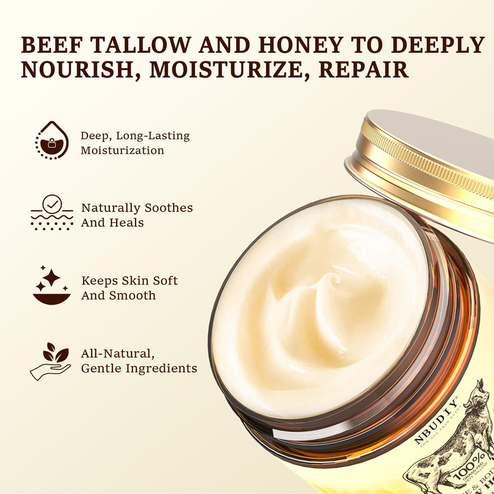 NBUDIY honey and olive oil emulsion highlights natural nourishment.